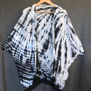 Gypsy 05 Sand XS Oversized Cotton Neutral Tie-Dye Fringe Boho Swim Cover Up